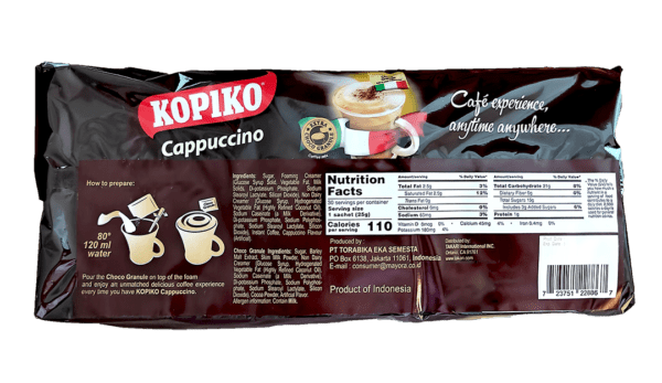 Kopiko Cappuccino Coffee Mix- 8 bags/case, 30 sachets/bag 0.88oz (750g) - Image 3
