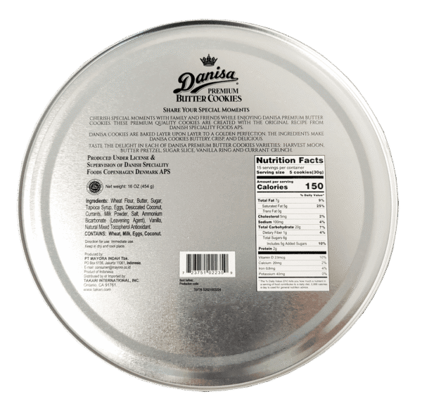 Danisa Premium Butter Cookies– 12 tins/case, 16oz(454g) - Image 2
