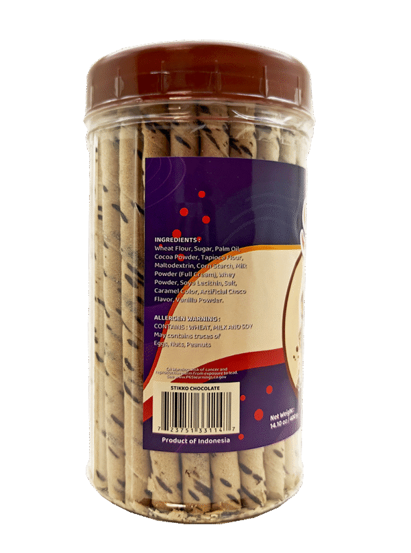 Stikko Wafer Sticks- Premium Chocolate, 12 jars/case – 14.10oz(400g) - Image 5
