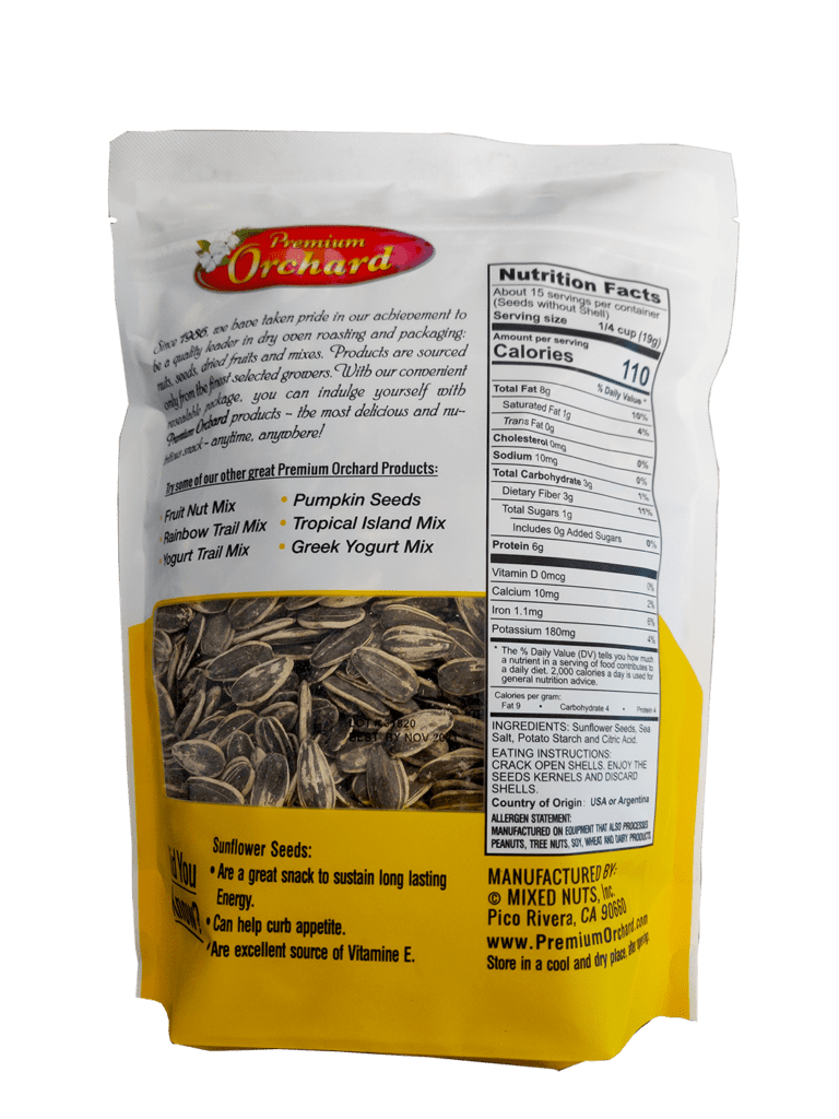 Premium Orchard Sunflower Seeds Roasted With Sea Salt- 12bags/case, 14oz(396g) - Image 3