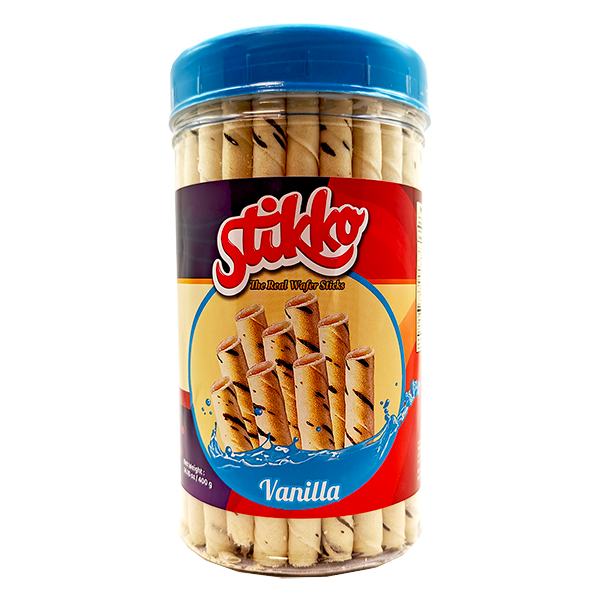 Stikko Wafer Sticks- Vanilla, 12 jars/case – 14.10oz(400g)