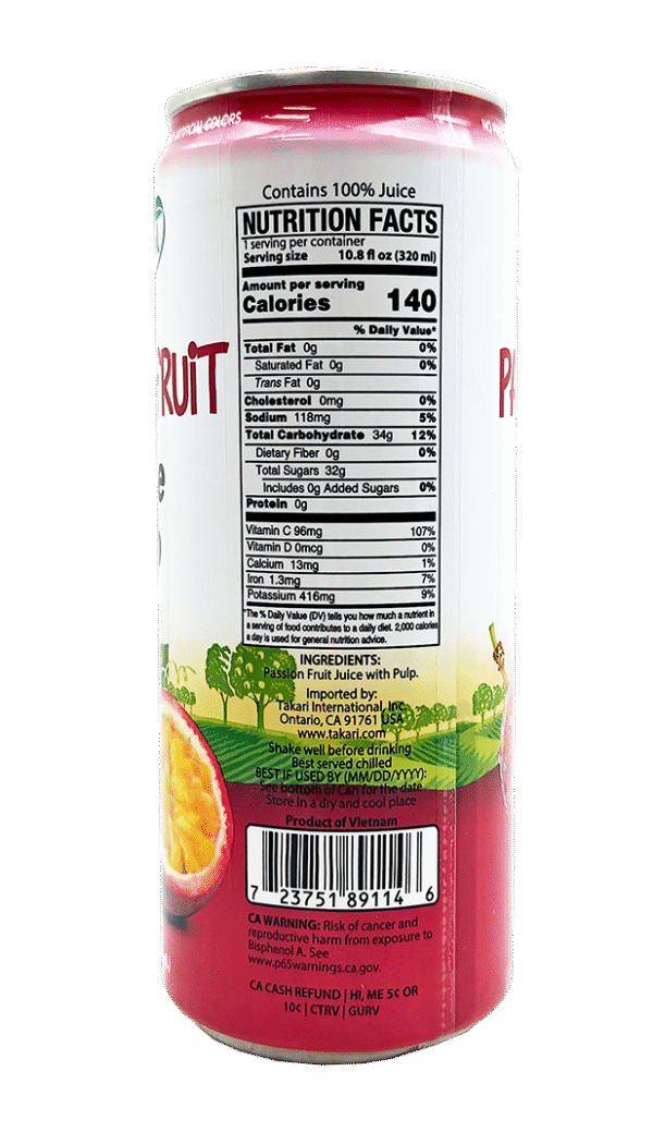 D'NATURAL- Passion Fruit Juice w/ Pulp (12 cans x 10.8 oz) - Image 4