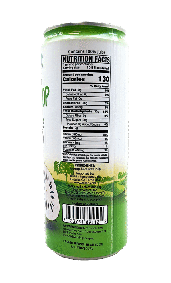 D'NATURAL- Soursop Juice w/ Pulp (12 cans x 10.8 oz) - Image 4