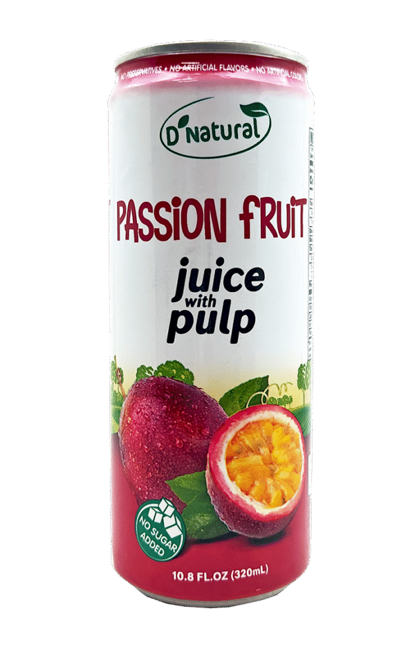 D'NATURAL- Passion Fruit Juice w/ Pulp (12 cans x 10.8 oz) - Image 3