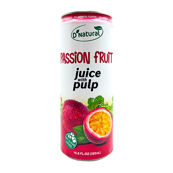 D'NATURAL- Passion Fruit Juice w/ Pulp (12 cans x 10.8 oz)