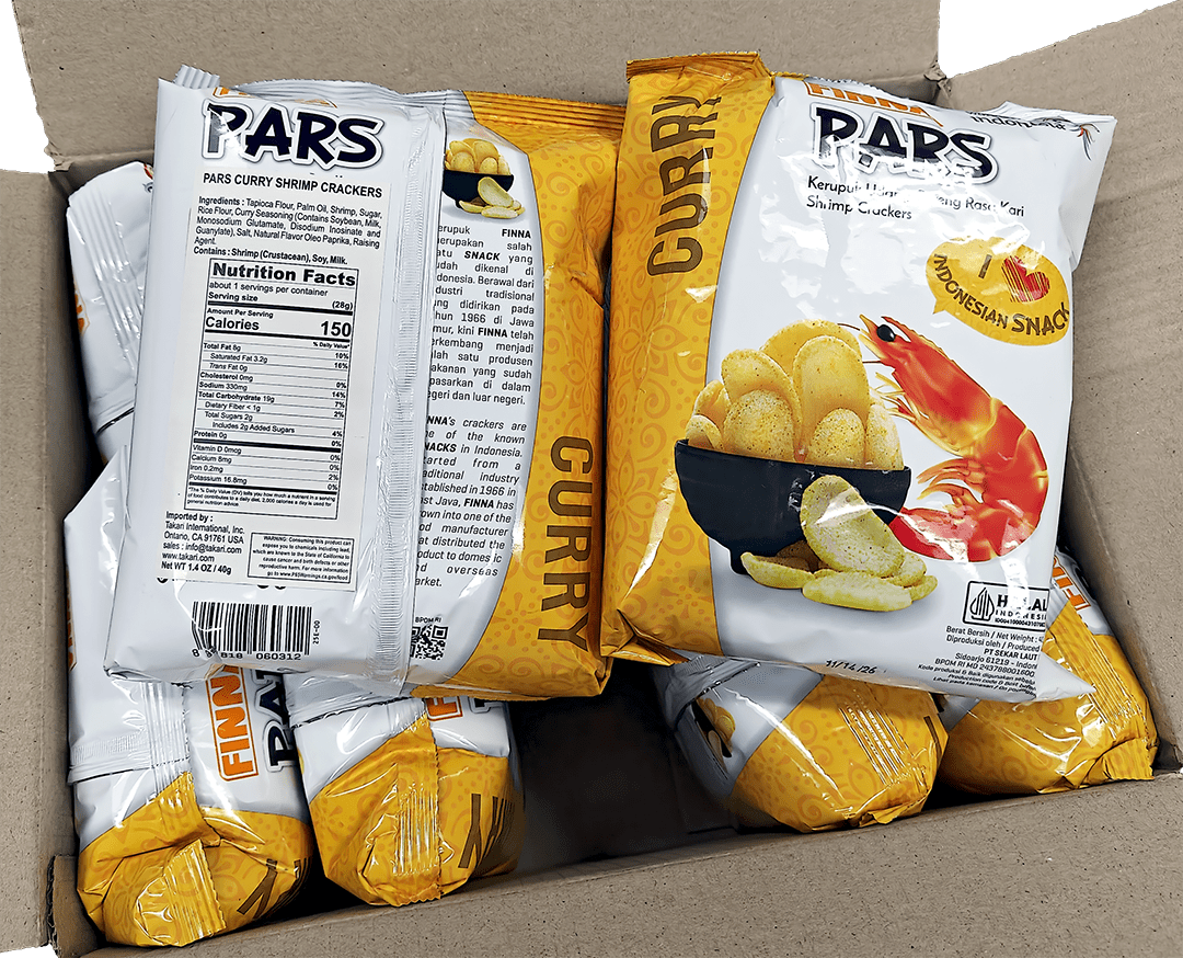 Finna PARS Curry Shrimp Crackers -10 bags/case, 1.4oz(40g) - Image 8