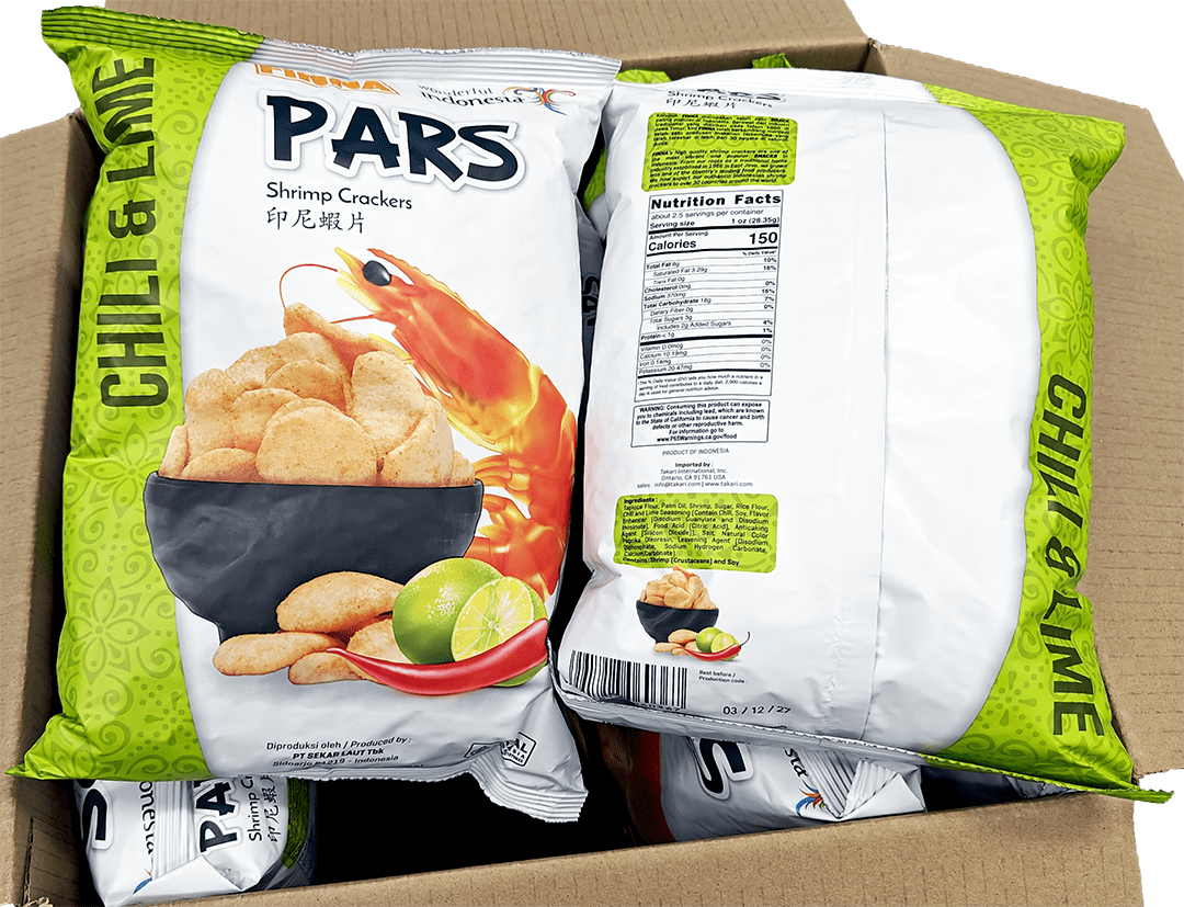 Finna PARS Chili & Lime Shrimp Crackers -10 bags/case, 2.5oz(70g) - Image 10