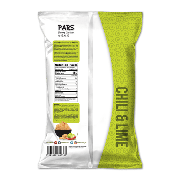 Finna PARS Chili & Lime Shrimp Crackers -14 bags/case, 2.5oz(70g) - Image 2