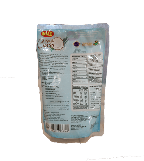 INACO Nata de Coco- Vanilla Flavor, 24 pouches/case, 12.70oz (360g) - Image 3