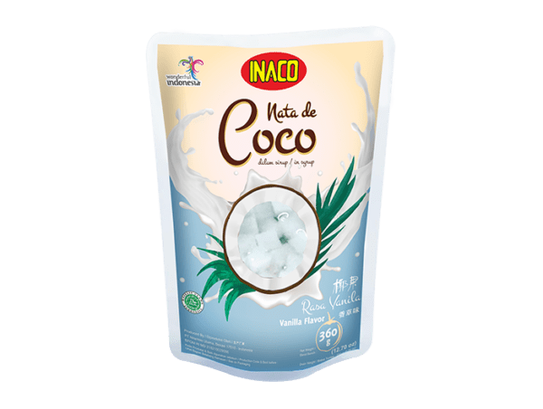 INACO Nata de Coco- Vanilla Flavor, 24 pouches/case, 12.70oz (360g)