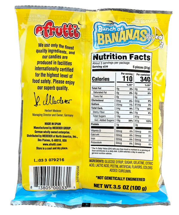 Efrutti Bunch of Bananas Candy - 12 packs/case, 3.5oz (100g) - Image 3
