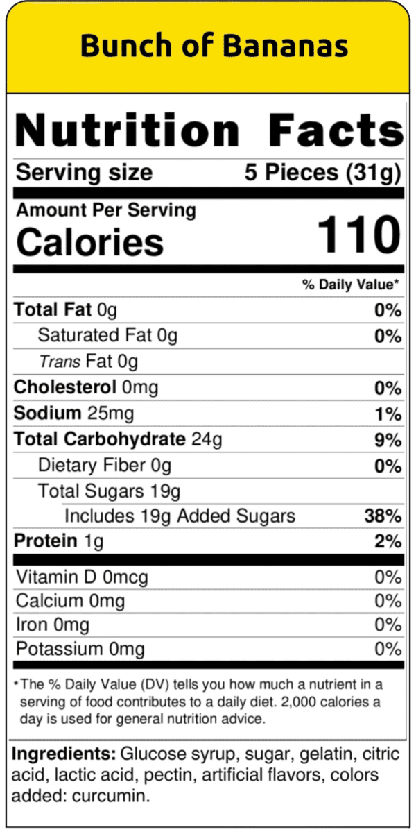 Efrutti Bunch of Bananas Candy - 12 packs/case, 3.5oz (100g) - Image 5