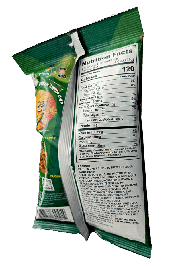 Takari Hi Pro! Protein Chip- BBQ Seaweed Flavor, 20 pouches/case, 2.47 oz (70g) - Image 4