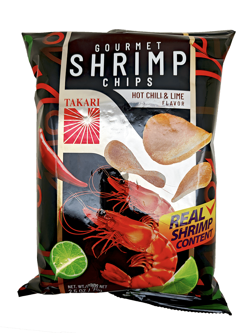 Takari Hot Chili & Lime Shrimp Crackers -10 bags/case, 2.5oz(70g) - Image 2